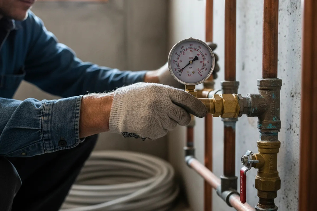 Pressure testing a repaired line during Water Line Repair in Haddon Heights